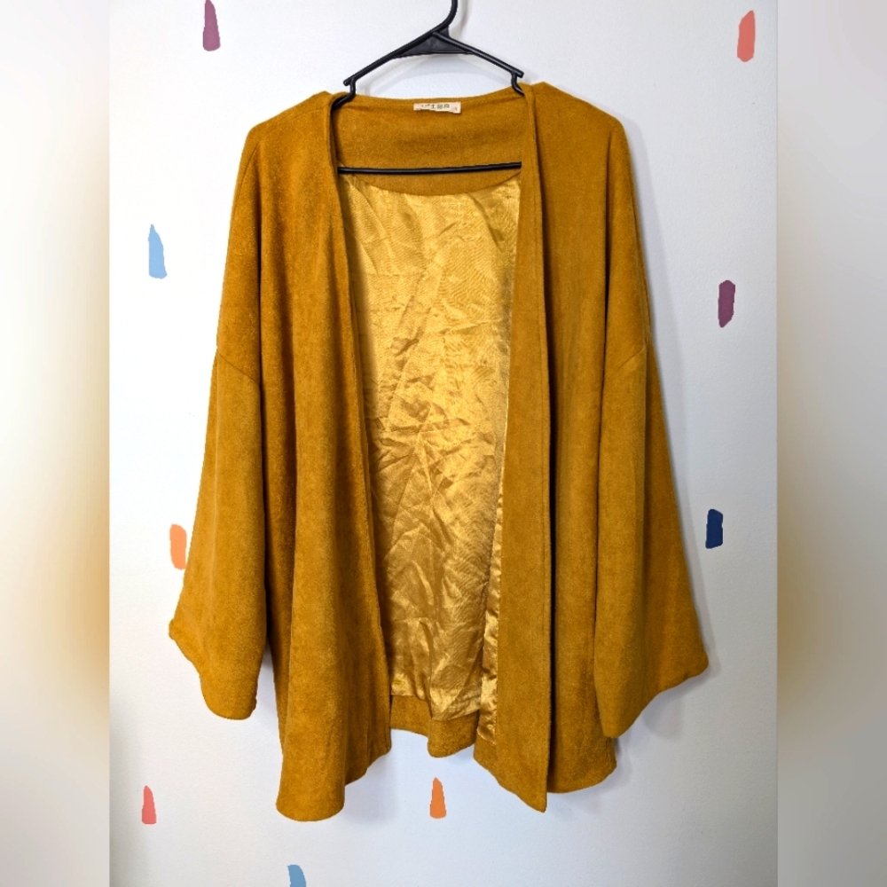 C'isa Mustard Yellow Oversized Micro-Suede Jacket